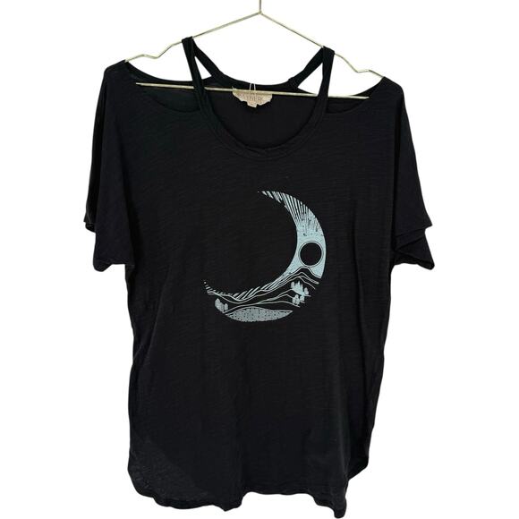 Y2K VTG Synergy Crescent Moon Cutout T-Shirt Women’s S Festival Top - Picture 1 of 5